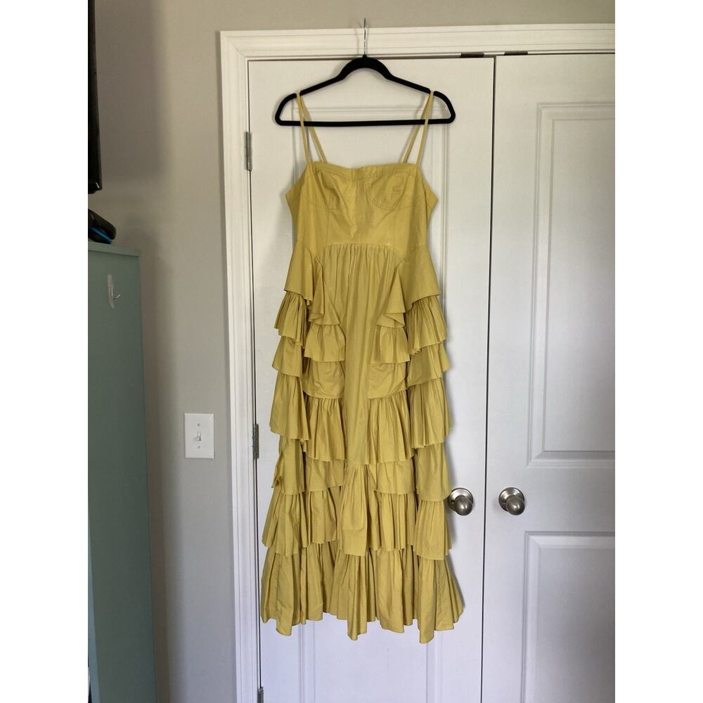 Ulla Johnson Avery Gown in Limonite Tiered Maxi Dress Gown Womens 10 Resort Vaca - Picture 3 of 16